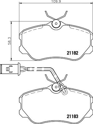 HELLA PAGID 8db355017861 -  Комплект тормозных колодок, дисковый тормоз